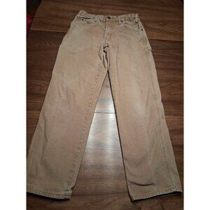Dickies Pants Mens 32x32 Brown Canvas Carpenter Cargo Pocket Workwear Work Jeans